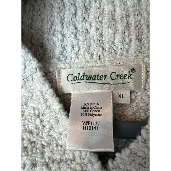 Coldwater Creek Women's Shawl Collar Pullover Sweater Heather Oatmeal Color Sz X - Picture 2 of 5